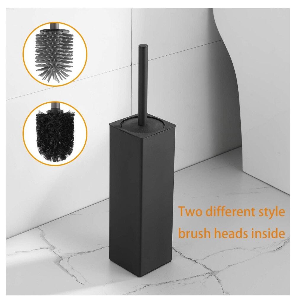 BGL Toilet Brush and Holder Set, Matte Black Freestanding Space Saving